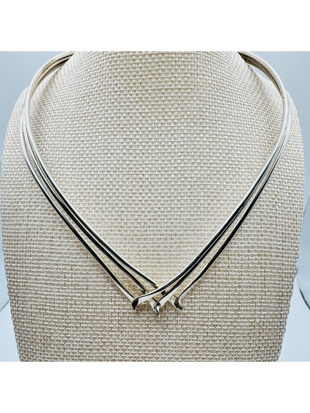 Vintage 1980s Multi-Strand Silver-Tone Collar Choker Necklace - Fair Condition